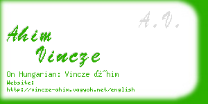 ahim vincze business card
